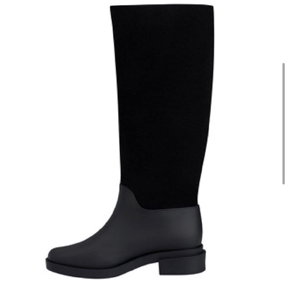 Melissa Black Tall Flocked Rain Boot Size 8 NWOB - Picture 8 of 13